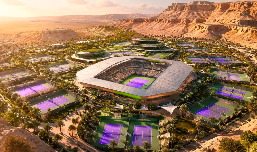 Arabia Saudita lanza un ambicioso proyecto tenístico en Qiddiya, conocido como el "Wimbledon del desierto", que busca ser un referente en el deporte en Medio Oriente.