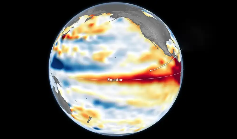 El fenómeno El Niño se caracteriza por temperaturas del agua superiores a lo normal. Foto: NASA/Lauren Dauphin El fenómeno El Niño se caracteriza por temperaturas del agua superiores a lo normal. Foto: NASA/Lauren Dauphin