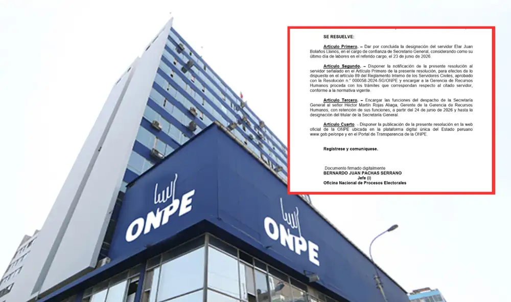 ONPE da por concluida la designación de Elar Bolaños en el cargo de secretario general