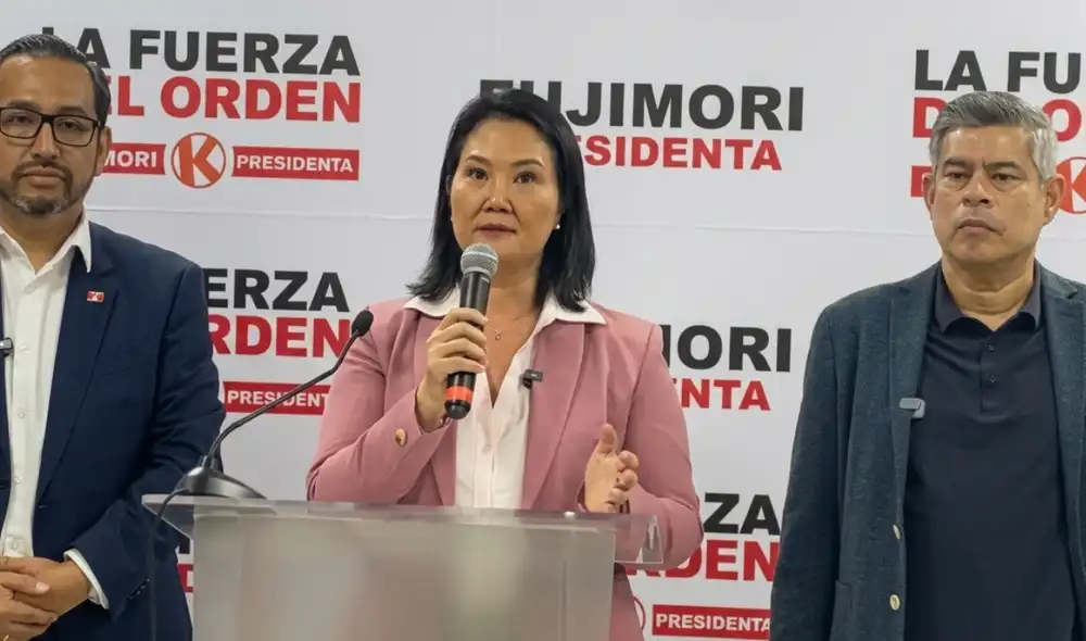 Keiko Fujimori brindó declaraciones desde su local partidario. Foto: captura de pantalla Keiko Fujimori brindó declaraciones desde su local partidario. Foto: captura de pantalla