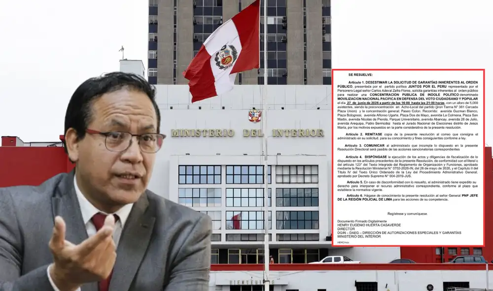 Ministerio del Interior rechaza pedido de Juntos por el Perú para movilización en el Centro de Lima.