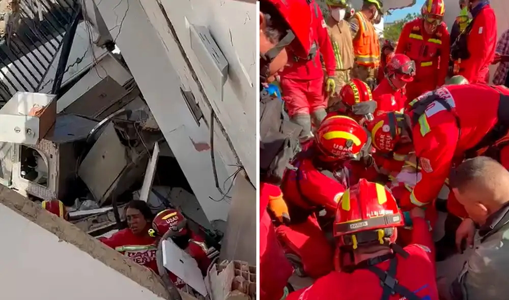 La mujer fue rescatada tras quedar atrapada entre los escombros de un edificio de 15 pisos.