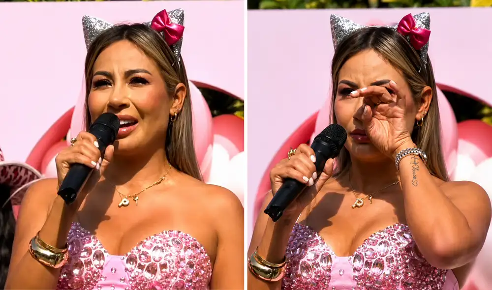 Pamela López se emocionó tras recordar lo que vivió tras su ruptura con Cueva. Foto: Composición LR
