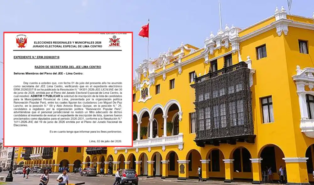JEE informa que hubo un error al admitir a dos diputados electos en lista de Renovación Popular para la MML JEE informa que hubo un error al admitir a dos diputados electos en lista de Renovación Popular para la MML
