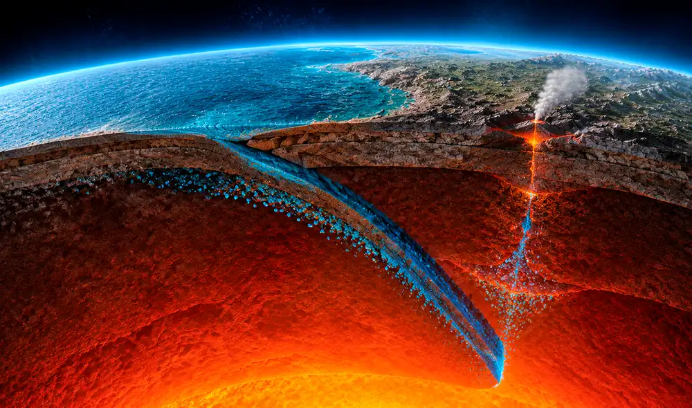 Un vasto reservorio de agua, químicamente integrado en los minerales del manto terrestre, se encuentra a profundidades entre 410 y 660 km.