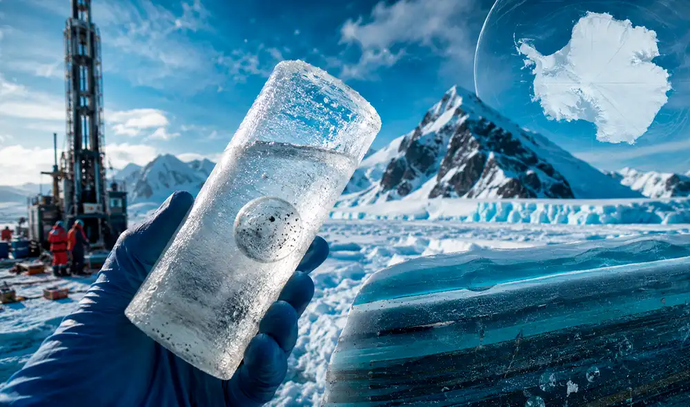 Este "fósil de aire" contiene muestras de más de cinco millones de años, esenciales para comprender el comportamiento del manto polar antártico y sus efectos sobre el clima actual. Este "fósil de aire" contiene muestras de más de cinco millones de años, esenciales para comprender el comportamiento del manto polar antártico y sus efectos sobre el clima actual.
