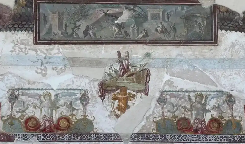 Arqueólogos restauraron un impresionante techo con frescos antiguos. Foto: Parque Arqueológico de Pompeya