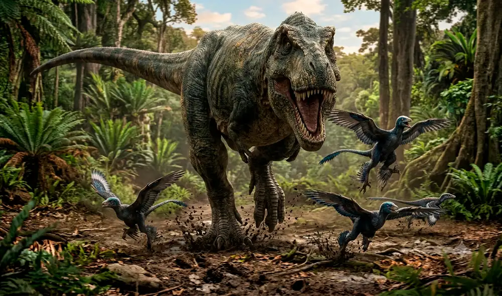 Los investigadores usaron modelo matemáticos para estudiar la evolución corporal de los dinosaurios. Foto: Gemini IA Los investigadores usaron modelo matemáticos para estudiar la evolución corporal de los dinosaurios. Foto: Gemini IA