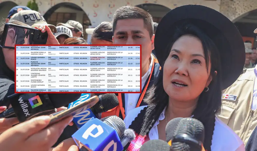 Keiko Fujimori recibió a seis personas en el Despacho Presidencial el 31 de julio. Sin embargo, ella se encontraba en Junín al momento de dichas reuniones. Foto: composición LR