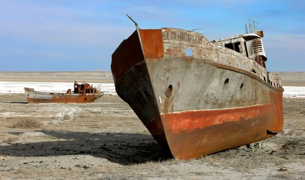 El mar de Aral era un gran lago salado en Asia Central, entre Kazajistán y Uzbekistán. Foto: Wikimedia