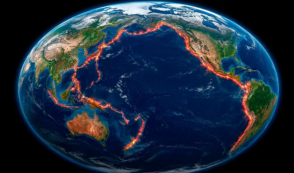 Conocido como el Anillo de Fuego, este territorio abarca desde Sudamérica hasta Nueva Zelanda y agrupa más de 450 volcanes activos. Conocido como el Anillo de Fuego, este territorio abarca desde Sudamérica hasta Nueva Zelanda y agrupa más de 450 volcanes activos.