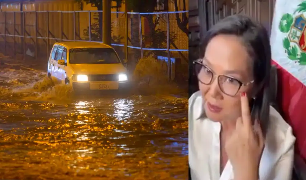 Mandataria realizaba live en Tik Tok mientras las calles y casas se inundaban en Lima Sur. Foto: composición LR Mandataria realizaba live en Tik Tok mientras las calles y casas se inundaban en Lima Sur. Foto: composición LR