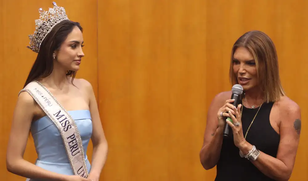 La modelo Luren Márquez reapareció en una conferencia el 18 de agosto para presentar a las candidatas del Miss Perú 2027 y habló sobre su experiencia tras recuperar la corona. Foto: Carlos Félix / URPI-GLR La modelo Luren Márquez reapareció en una conferencia el 18 de agosto para presentar a las candidatas del Miss Perú 2027 y habló sobre su experiencia tras recuperar la corona. Foto: Carlos Félix / URPI-GLR