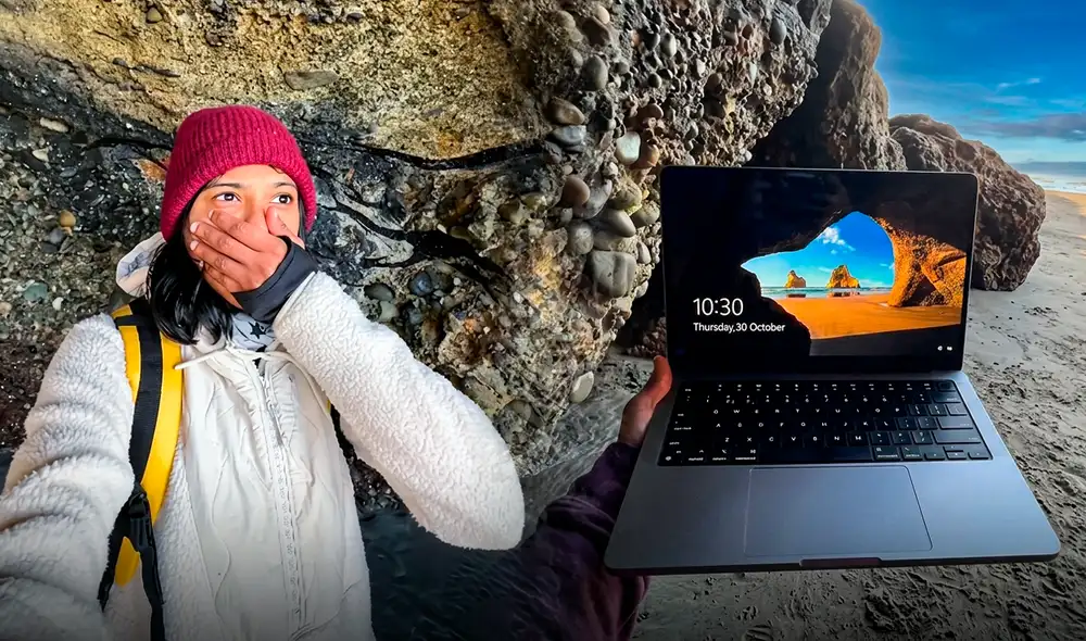 La pareja de creadores de contenido Sagar y Ami llevaron una laptop a Wharariki Beach, logrando capturar su belleza natural en un clip que ha acumulado millones de visualizaciones. La pareja de creadores de contenido Sagar y Ami llevaron una laptop a Wharariki Beach, logrando capturar su belleza natural en un clip que ha acumulado millones de visualizaciones.