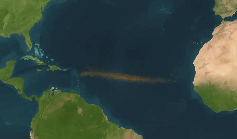 El cinturón de sargazos se está extendiendo por el Atlántico. Foto: NASA