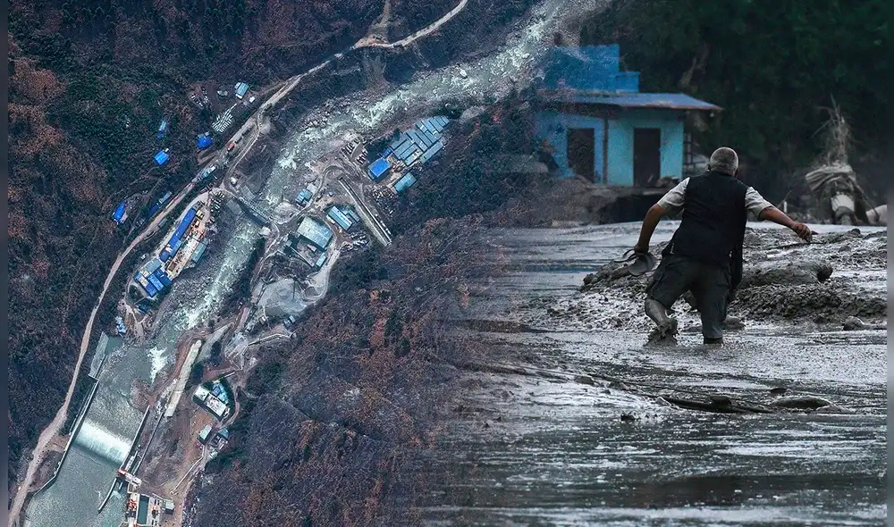 Las autoridades determinan que el fenómeno fue causado por un colapso glaciar y un flujo de escombros. Foto: Composición LR/AFP.