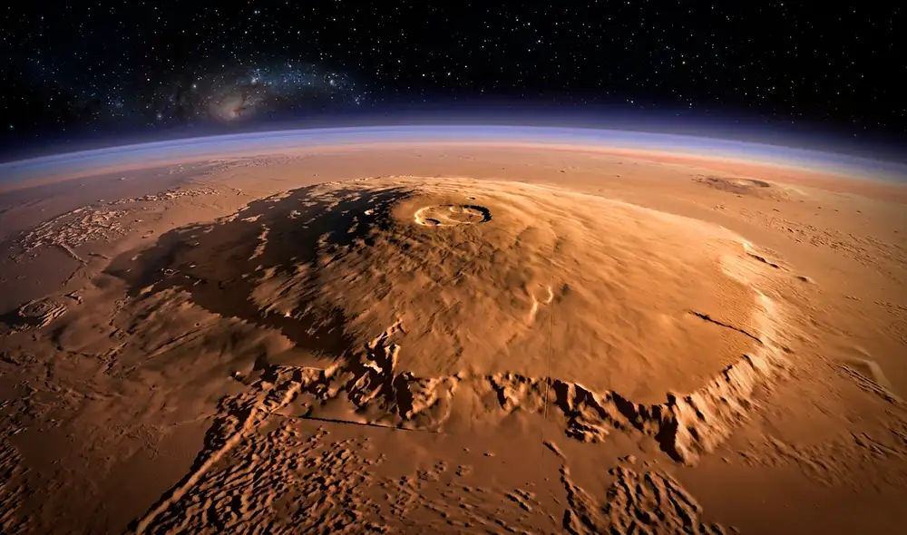 El Monte Olimpo, el volcán más grande del sistema solar, no tiene lava líquida ni activa, pues se encuentra dormido desde hace millones de años. El Monte Olimpo, el volcán más grande del sistema solar, no tiene lava líquida ni activa, pues se encuentra dormido desde hace millones de años.