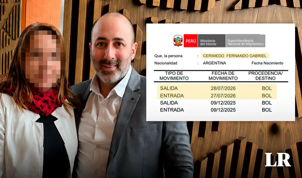 Fernando Cerimedo envió a Nadia Beller esta foto para contarle que la persona que aparece (aún no identificada) era su contacto con Keiko Fujimori, el 28 de julio de 2026. Foto: composición LR
