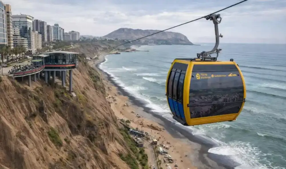 El primer teleférico de Lima iniciará operaciones en Miraflores en los próximos días, conectando la parte alta del distrito con Playa Redondo.