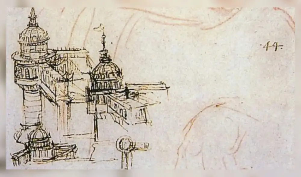 Leonardo Da Vinci representó los pasadizos ocultos en un boceto de estructuras defensivas. Foto: Gravure Francaise
