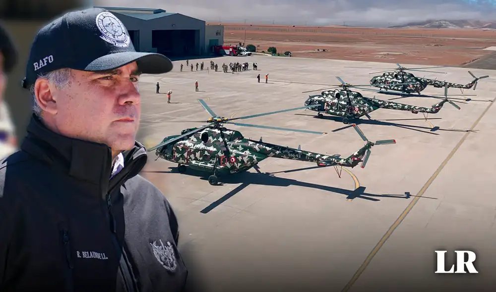El ministro Rafael Belaúnde inspeccionó los helicópteros en el CEMAE el sábado 12 de septiembre en Arequipa.. Foto: composición LR/Mindef