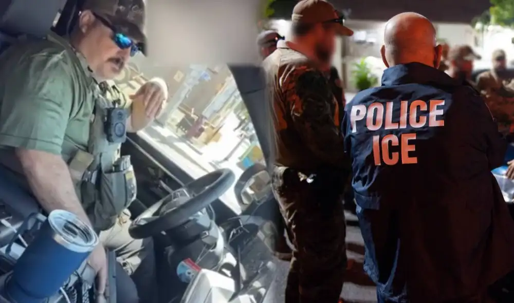 Agente migratorio del ICE amenaza con un arma activista que lo estaba grabando. Agente migratorio del ICE amenaza con un arma activista que lo estaba grabando.