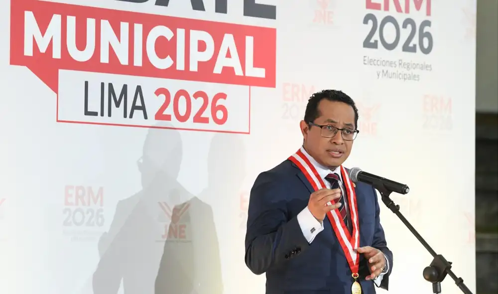 El presidente del JNE, Roberto Burneo, ofreció declaraciones durante la presentación del Debate Municipal Lima 2026..