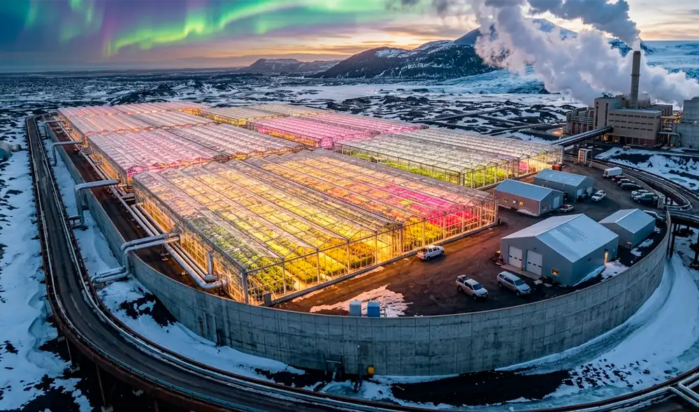 Los invernaderos se convirtieron en un solución agrícola en Islandia. Foto: Gemini IA Los invernaderos se convirtieron en un solución agrícola en Islandia. Foto: Gemini IA
