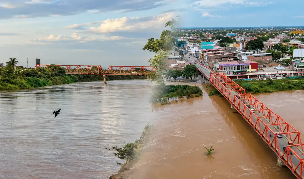 El río Tumbes incrementó su caudal a 492.99 m³/s tras intensas lluvias en la cuenca Puyango-Tumbes, especialmente en la parte ecuatoriana, según el Senamhi.