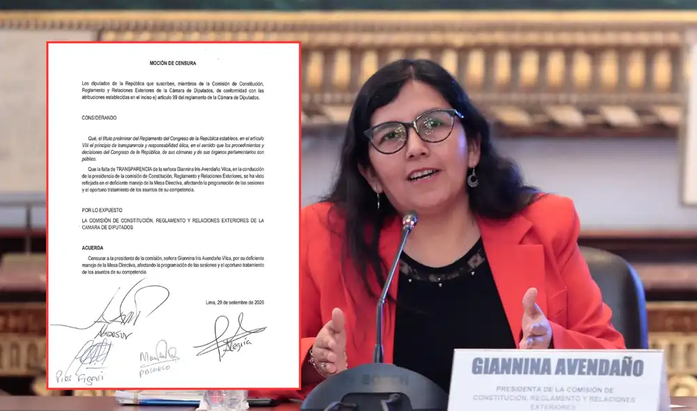 Fuerza Popular busca censurar a Gianinna Avendaño por demora en el dictamen de facultades Fuerza Popular busca censurar a Gianinna Avendaño por demora en el dictamen de facultades