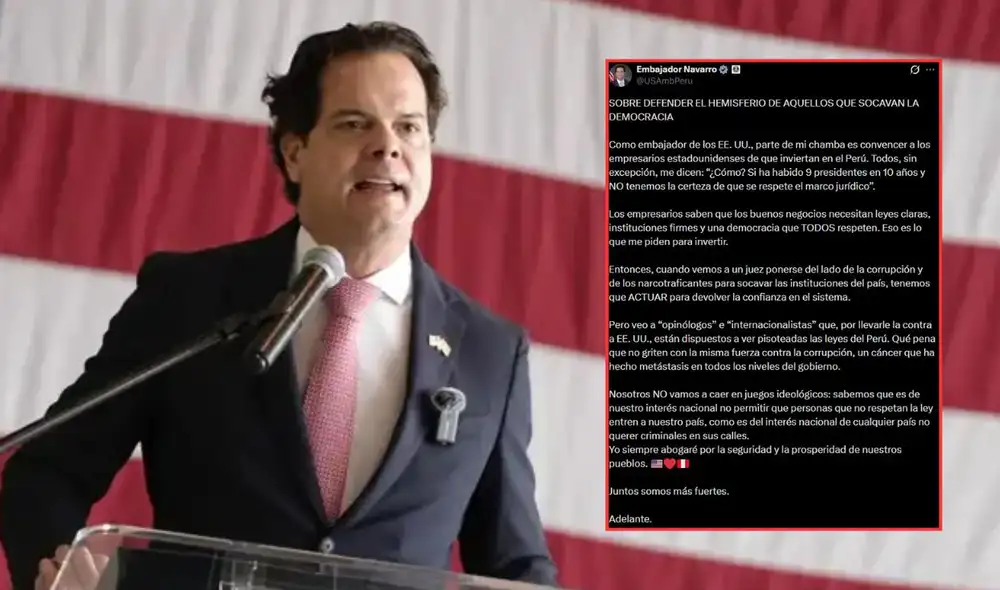 Bernie Navarro publicó un tuit donde justificó la remoción de visa a juez peruano | Composición: LR.