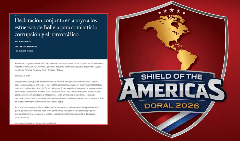 Estados Unidos toma nombre del Perú en comunicado conjunto sobre detención de fiscal de Bolivia.