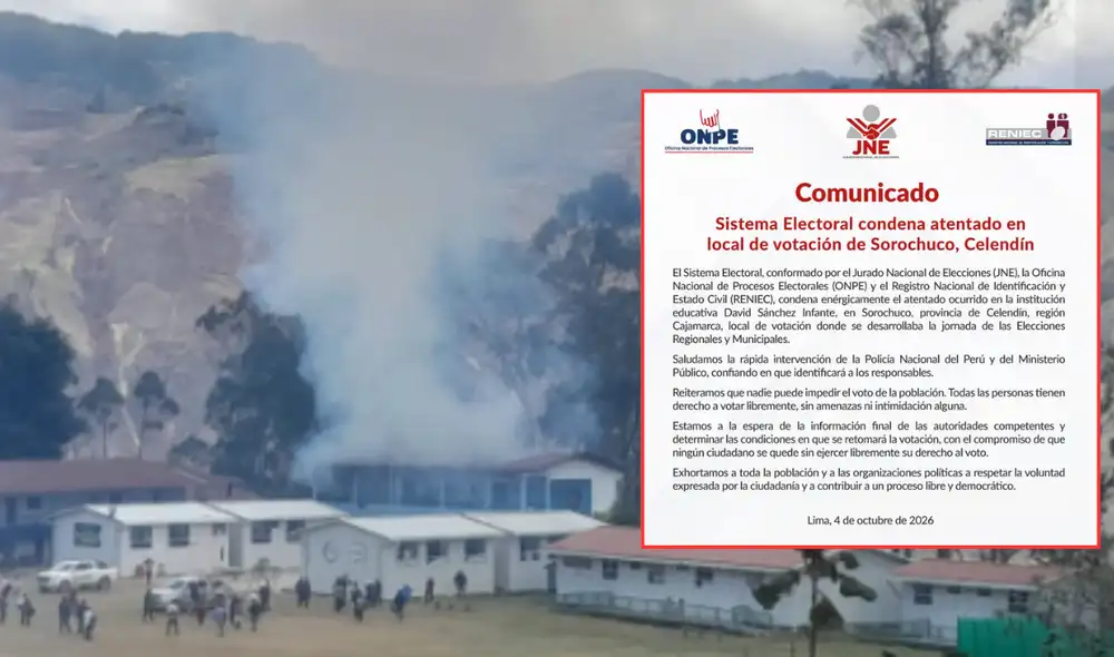 JNE, ONPE y Reniec rechazan atentado en local de votación en Celendín, Cajamarca.