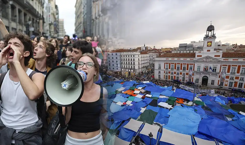 Las protestas por la crisis de vivienda en España se intensifican en la Puerta del Sol de Madrid, donde más de 1.248 carpas albergan a manifestantes desde el desalojo de Maricarmen Abascal Las protestas por la crisis de vivienda en España se intensifican en la Puerta del Sol de Madrid, donde más de 1.248 carpas albergan a manifestantes desde el desalojo de Maricarmen Abascal