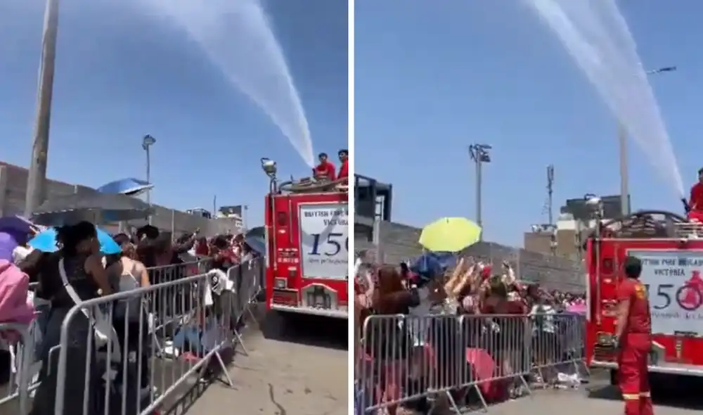 Bomberos lanzaron agua a fanáticas de BTS en San Marcos