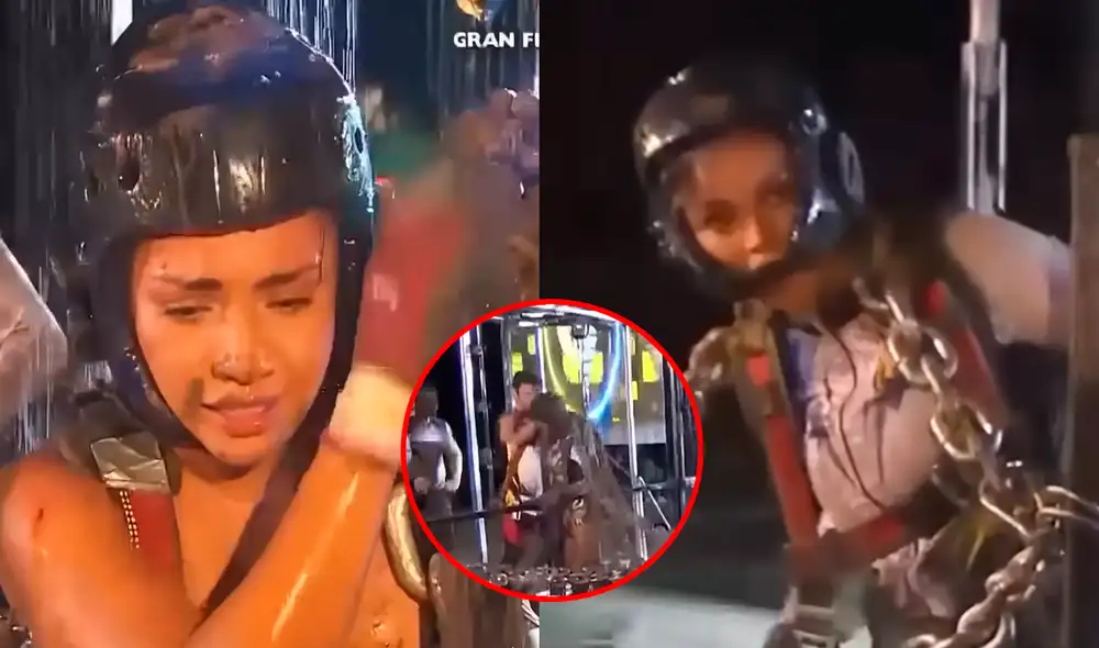 Preciso momento en el cual habrían ayudado a Angie Arizaga en la final de 'Esto es guerra' 2016. Foto: Composición LR/Captura/YouTube Preciso momento en el cual habrían ayudado a Angie Arizaga en la final de 'Esto es guerra' 2016. Foto: Composición LR/Captura/YouTube