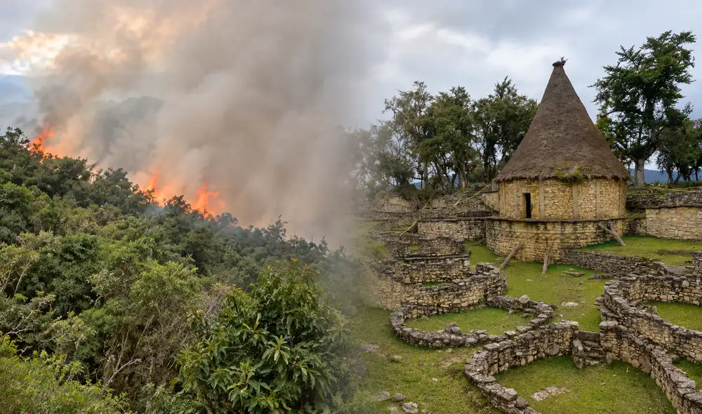 Incendio forestal en Kuélap, Amazonas, cerca de zona arqueológica