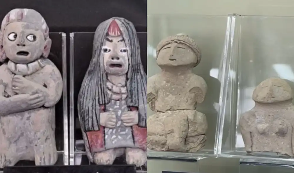 Nuevas figuras antropomórficas de arcilla halladas en Caral aportan información sobre la visión del mundo de esta antigua civilización. Se cree que representan una dualidad de género. Nuevas figuras antropomórficas de arcilla halladas en Caral aportan información sobre la visión del mundo de esta antigua civilización. Se cree que representan una dualidad de género.