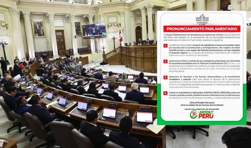Juntos por el Perú presentará demanda de inconstitucionalidad por aprobación de pedido de facultades Juntos por el Perú presentará demanda de inconstitucionalidad por aprobación de pedido de facultades