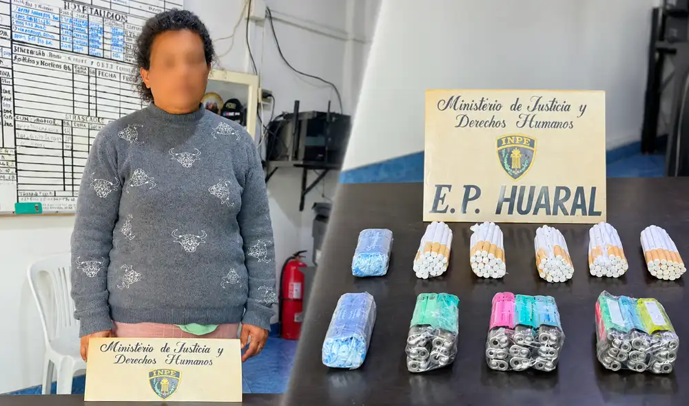 El Instituto Nacional Penitenciario (INPE) detectó los objetos durante los controles de seguridad previos a la visita a su hijo, recluido por tráfico de drogas.