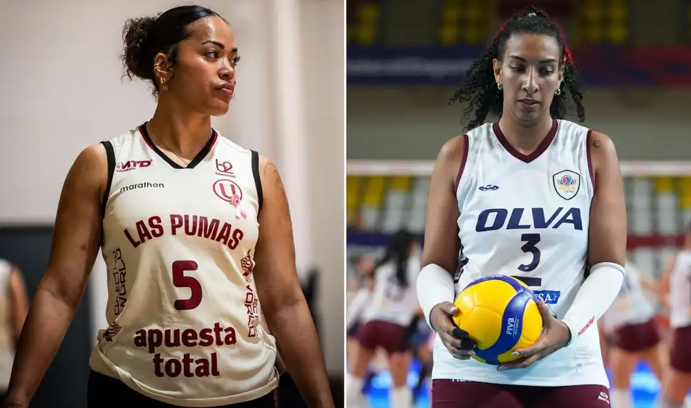 Universitario y Olva Latino se enfrentan en la Liga Peruana de Vóley. Foto: Universitario/Olva Latino/composición LR