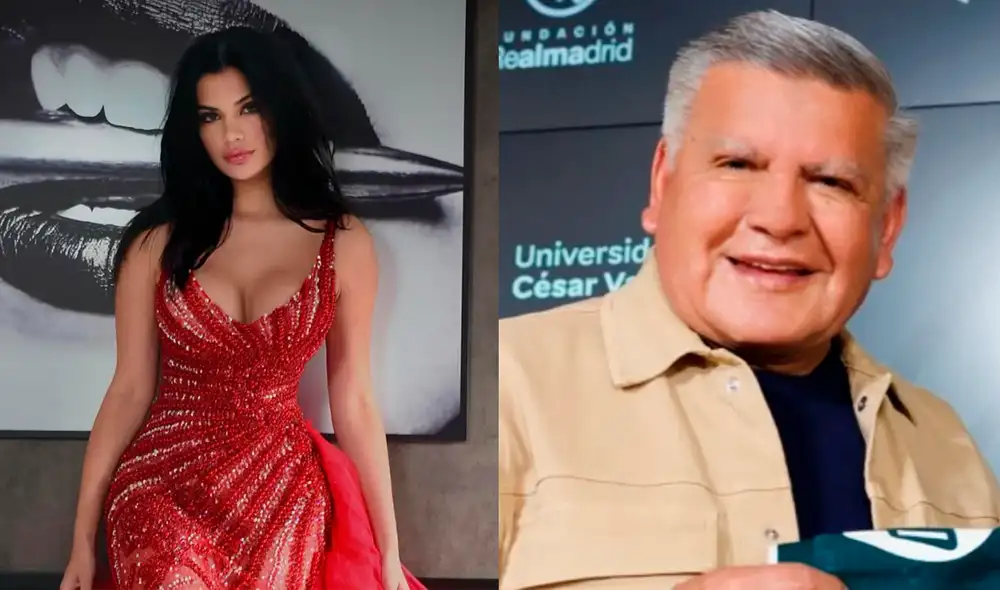Samantha Batallanos le  lanza propuesta a César Acuña. Composición LR. TikTok