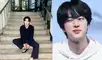 Suga de BTS realizó una tradicional foto en las escaleras de Music Bank. Poco después, Jin salió con una foto que sumaría al nuevo challenge del k-pop. Foto: composición Hybe/MusicBank