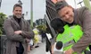 Paco Bazán se une al trend y le regala flores amarillas a mujer policía: esta fue su sorprendente reacción