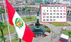 bandera del Perú y calendario señalando si el lunes 14 de octubre es feriado nacional o no