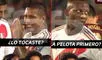 Pedro Aquino y Luis Advíncula se mostraron incrédulos ante el cobro de una supuesta falta de Carlos Zambrano sobre Josef Martínez.