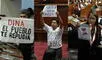 Congresistas protestas contra Dina Boluarte en pleno mensaje presidencial. Foto: Créditos: John Reyes/ La República.