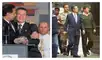 Edecanes presidenciales en funciones: a la izquierda, el entonces capitán de fragata Francisco Calisto Giampietri, en 1998; y a la derecha, el coronel José Tantaleán Alatrista, en 2000. Foto: difusión