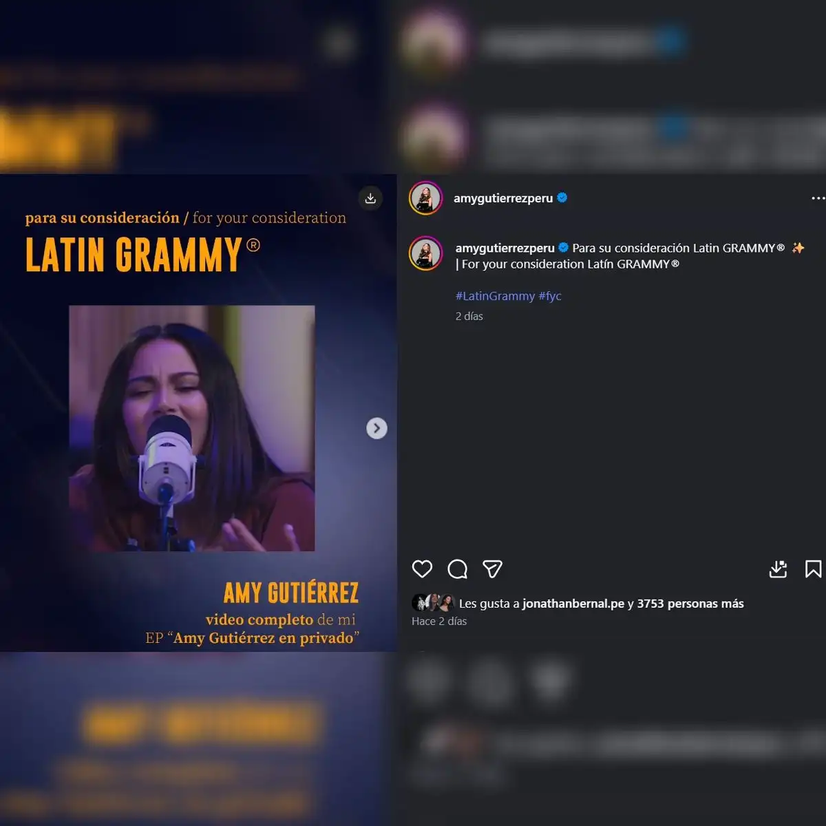 Amy Gutiérrez postula a los Latin Grammy 2026.