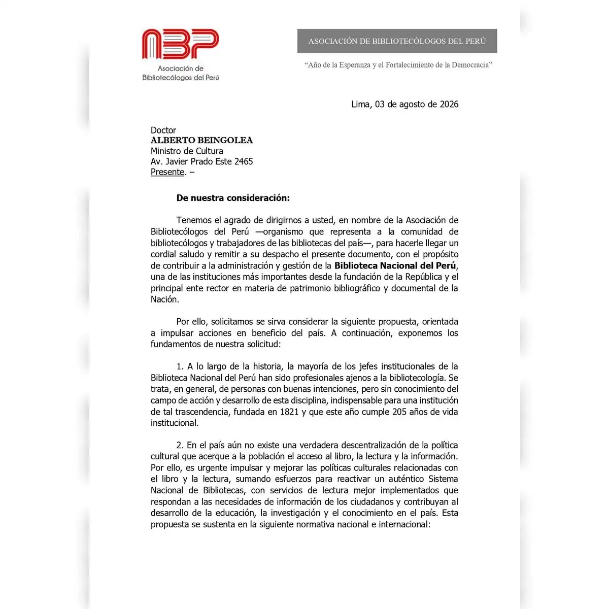 Comunicado de la ABP. Imagen: Difusión.